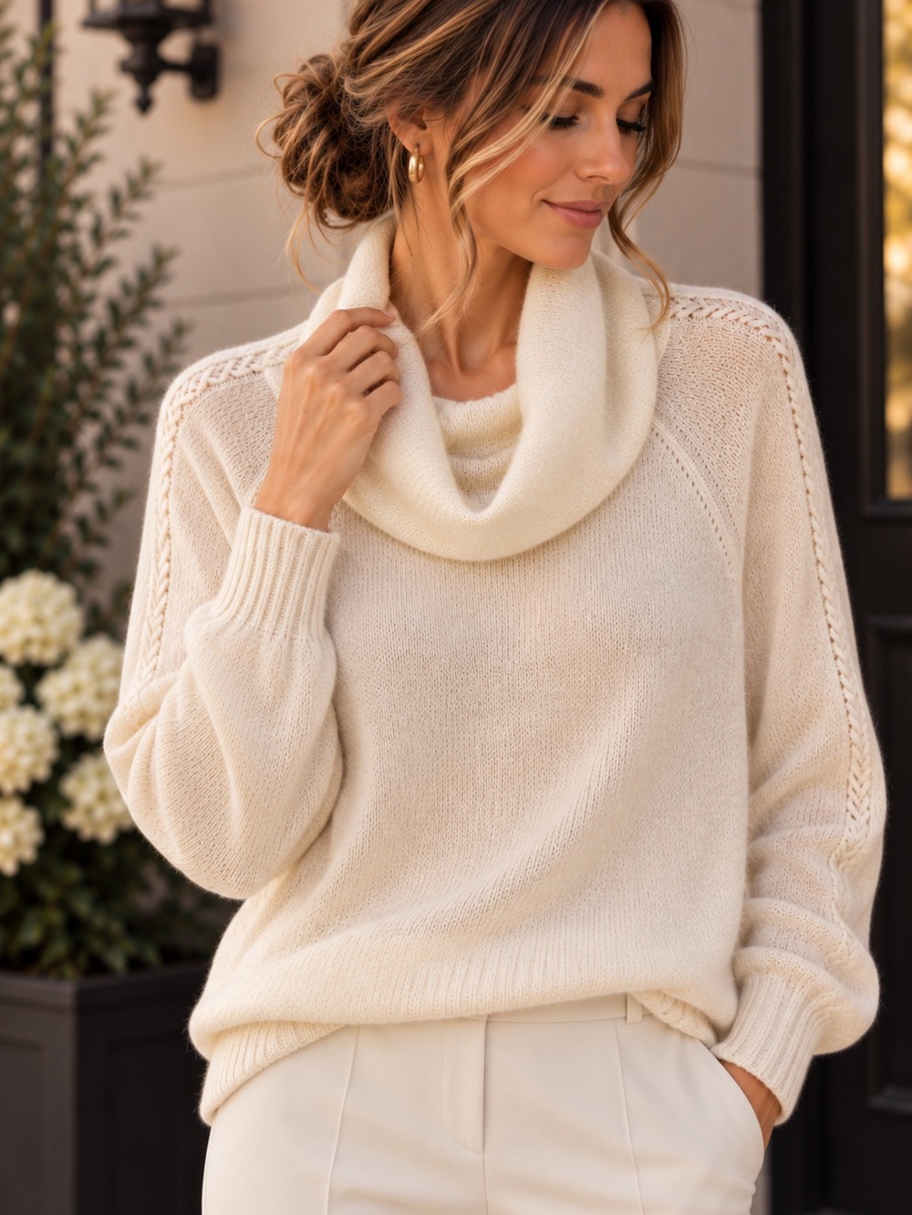 Vintage St. Michael Lambswool & Angora Long Cowl Neck Sweater | 44 L/XL